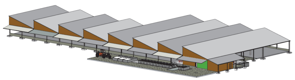 Stabulation vaches en toit d'usine Roiné