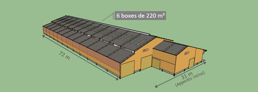 Plan 3D du bâtiment d'engraissement Charles Toussaint